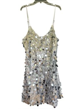 Deluc Larix Silver Sequin Dress Women’s Size Medium
